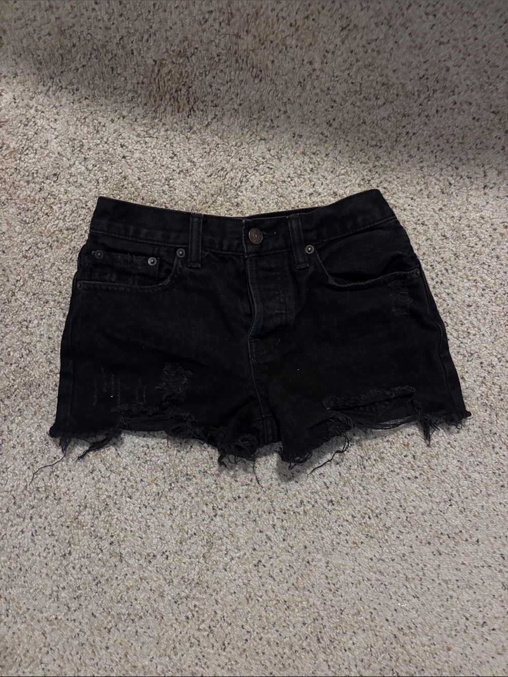 Free People Black Distressed Denim Cutoff Shorts